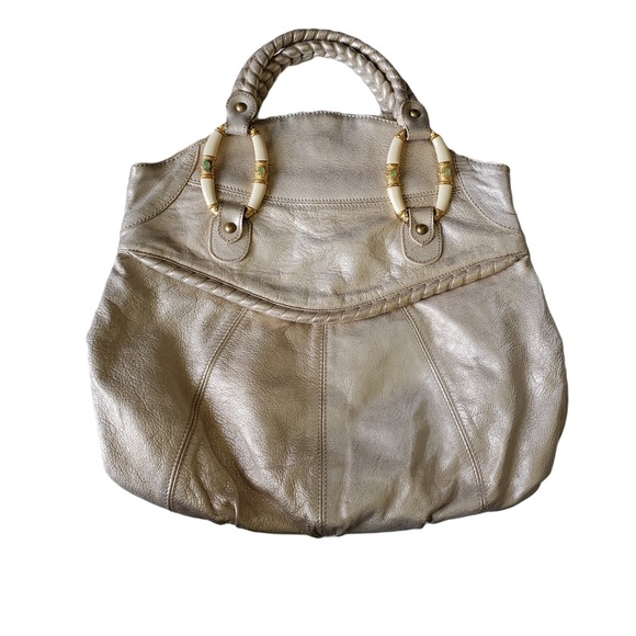 Valentino Gold Leather and Jade Handbag
